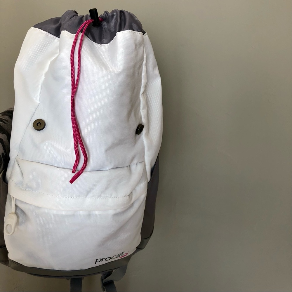 Puma ProCat Backpack White Gray Hot Pink Athletic Travel Gym Yoga School Bag - Picture 8 of 12